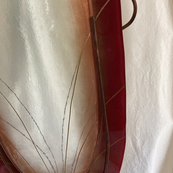 Mark Hines Sculpture Vase Slumped Glass Red Gold. Signed - Picture 10 of 15